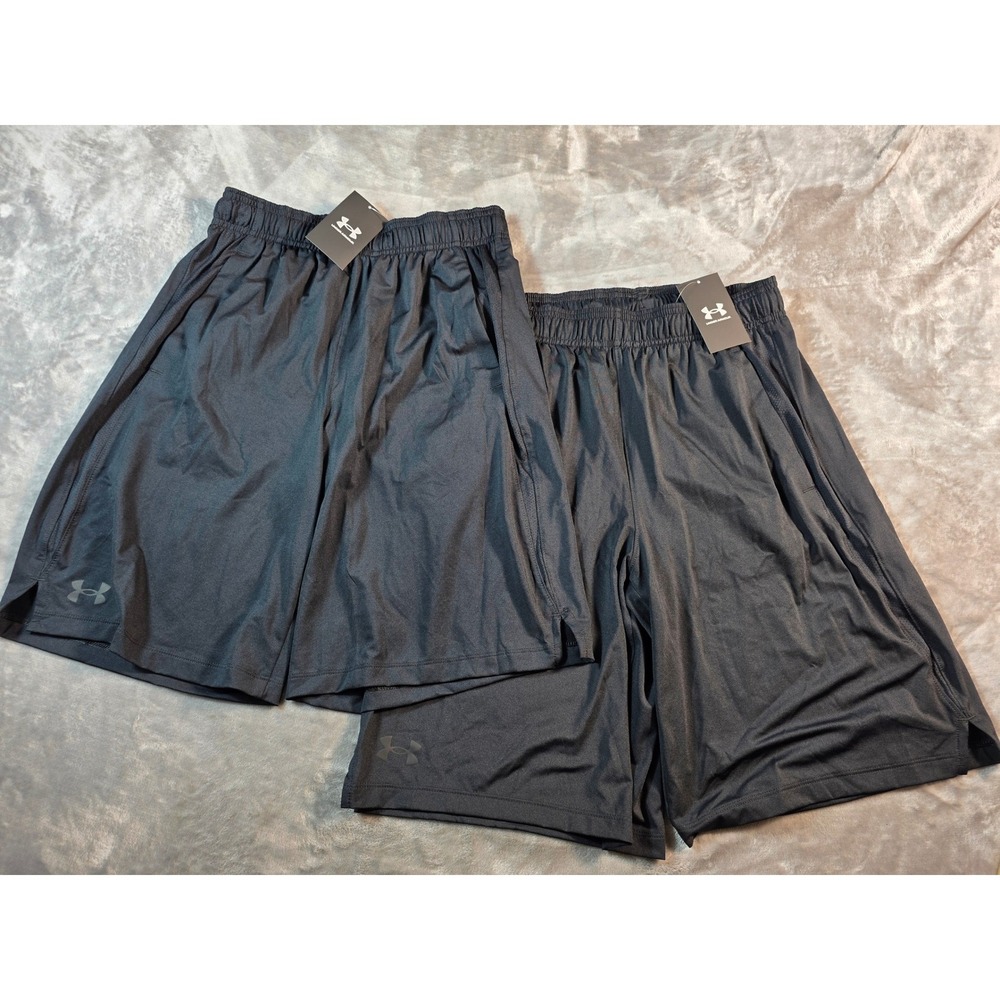 Lot of 2 Under Armour UA Tech Vent Shorts Mens Small Tall Black 10" Inseam NWT